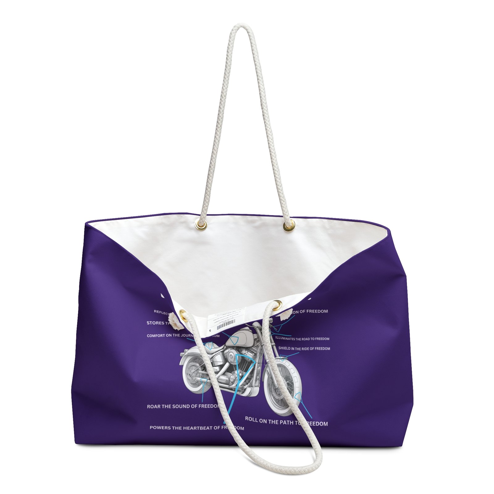 The Anatomy of Freedom - Motorcycles Bikers Motobikes Scooters - Purple - Weekender Bag - Tote - Image 3