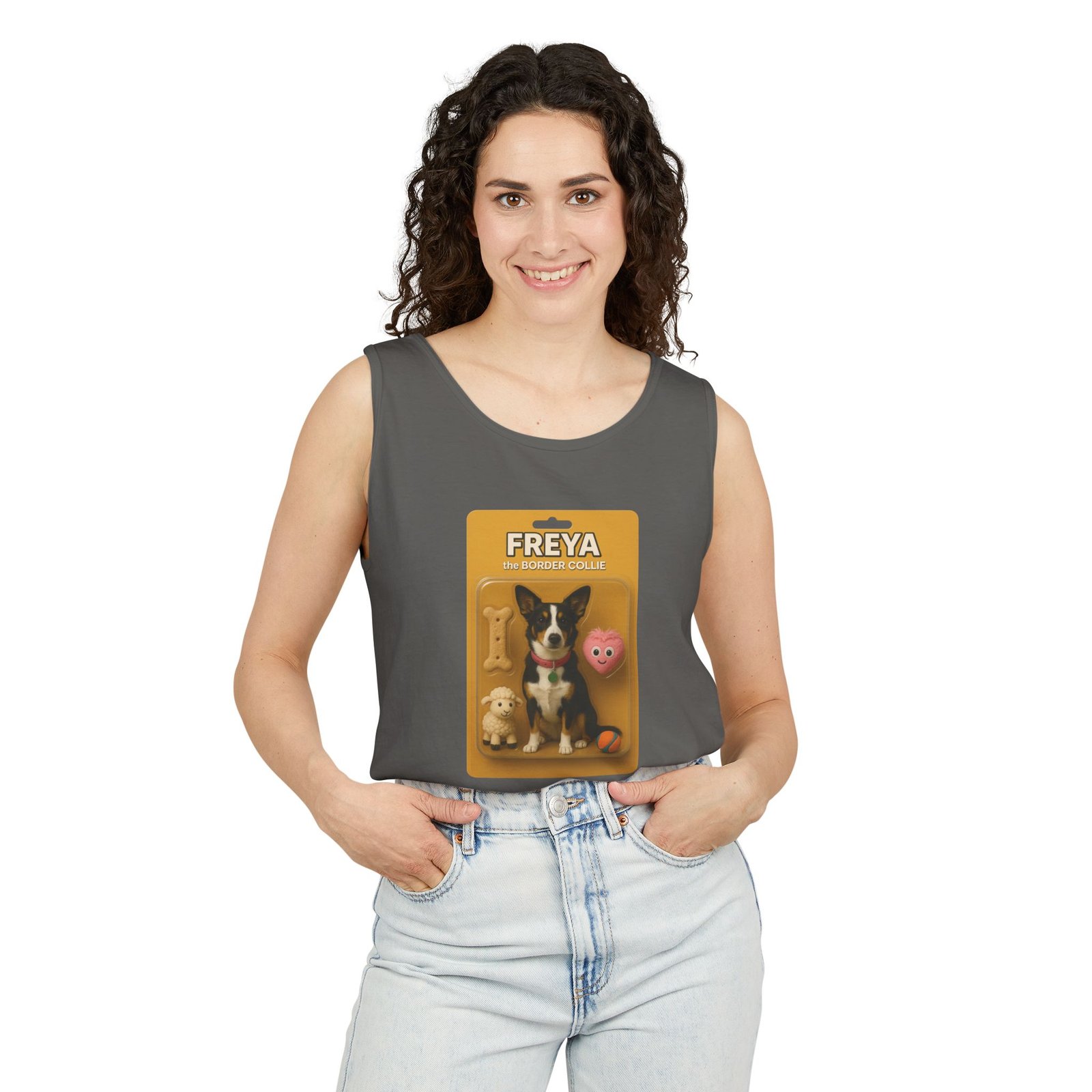 Action Figure Set Tank Top- Freya the Border Collie - Customized With Your Dog or Pet