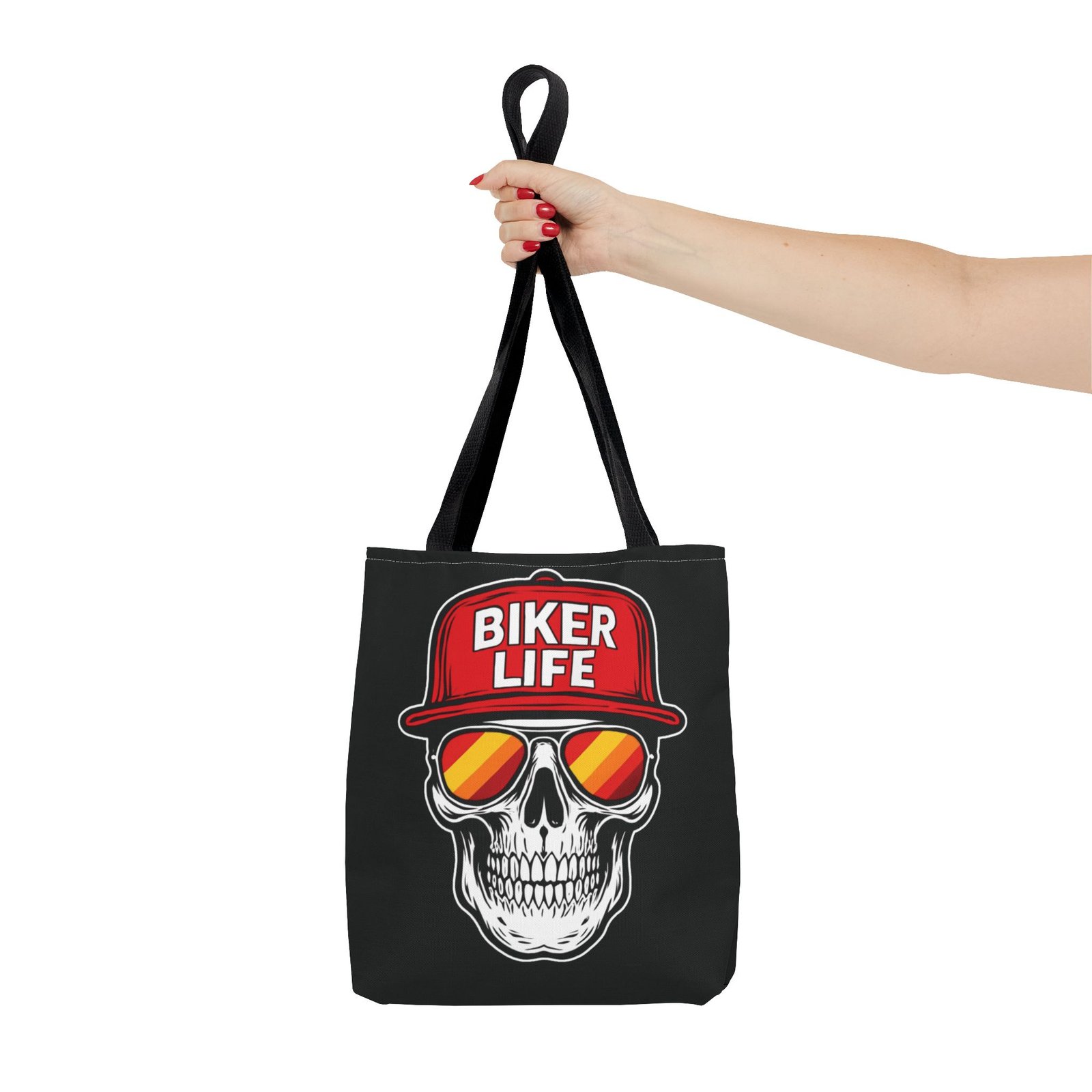 Tote Bag - Biker Life - Skull Wearing a Snapback Cap and Sunglasses - Image 2