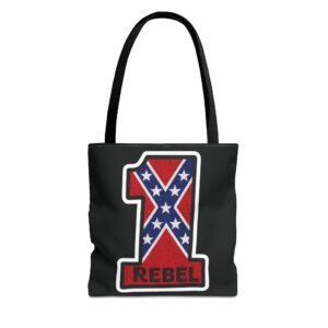 Number One Rebel - Confederate Flag - Red White Blue on Black - Tote Bag