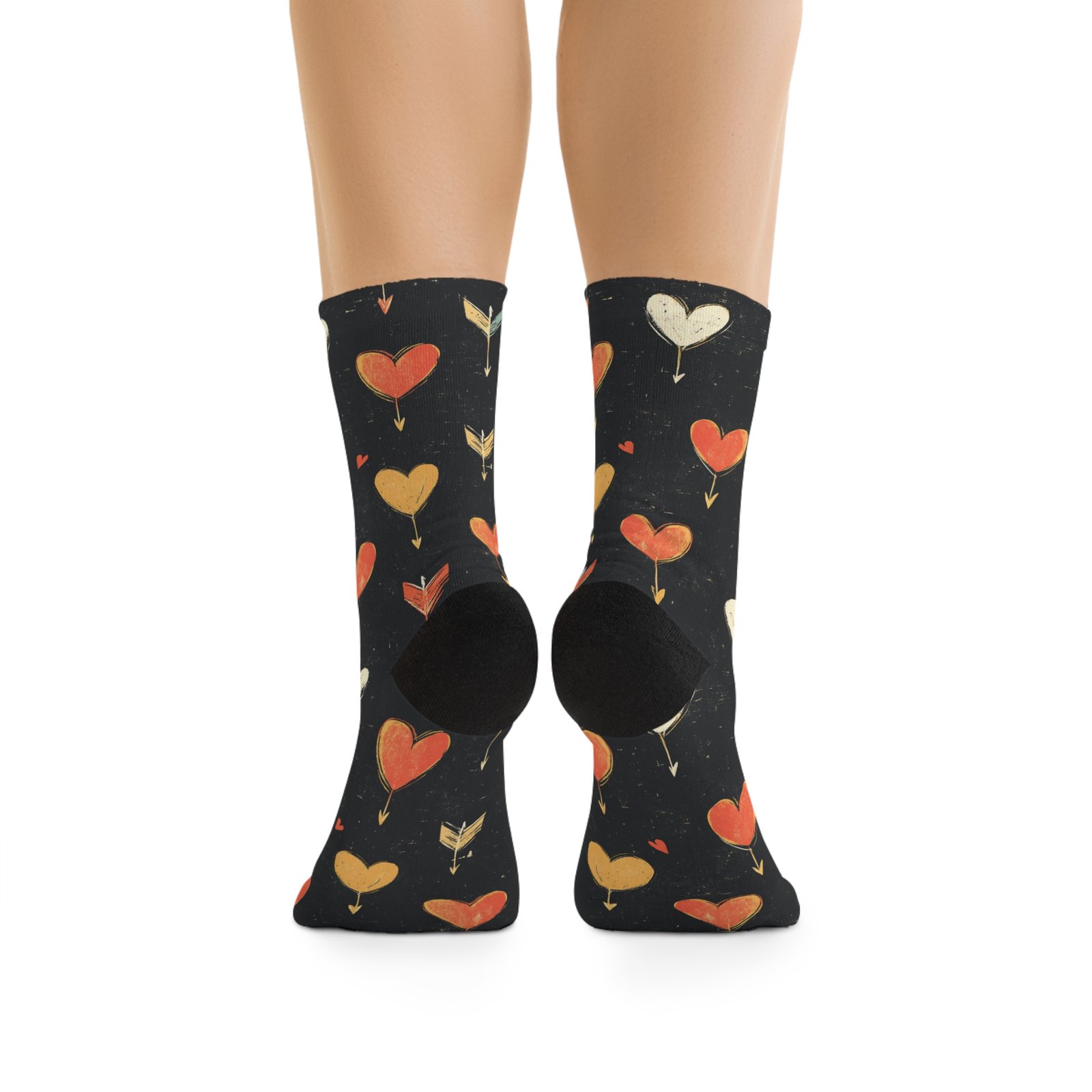 Hearts and Arrows Pattern - Recycled Poly Socks - Fun & Eco-Friendly Gift for Party Lovers - Image 2