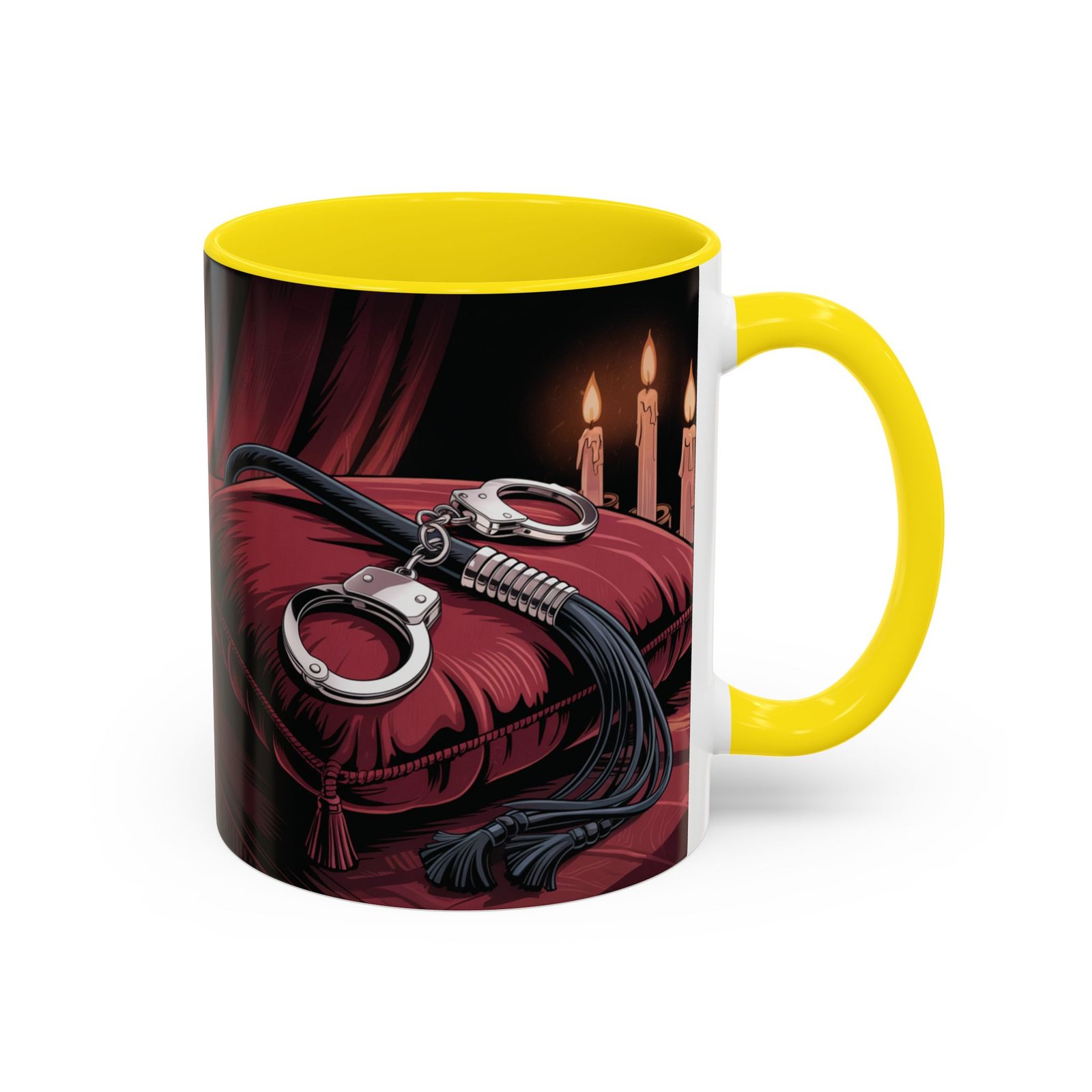 Seductive Handcuff Accent - Candles and a Whip - Bondage Theme - Choice of Colors - Coffee Mug - 11 & 15oz - Image 51