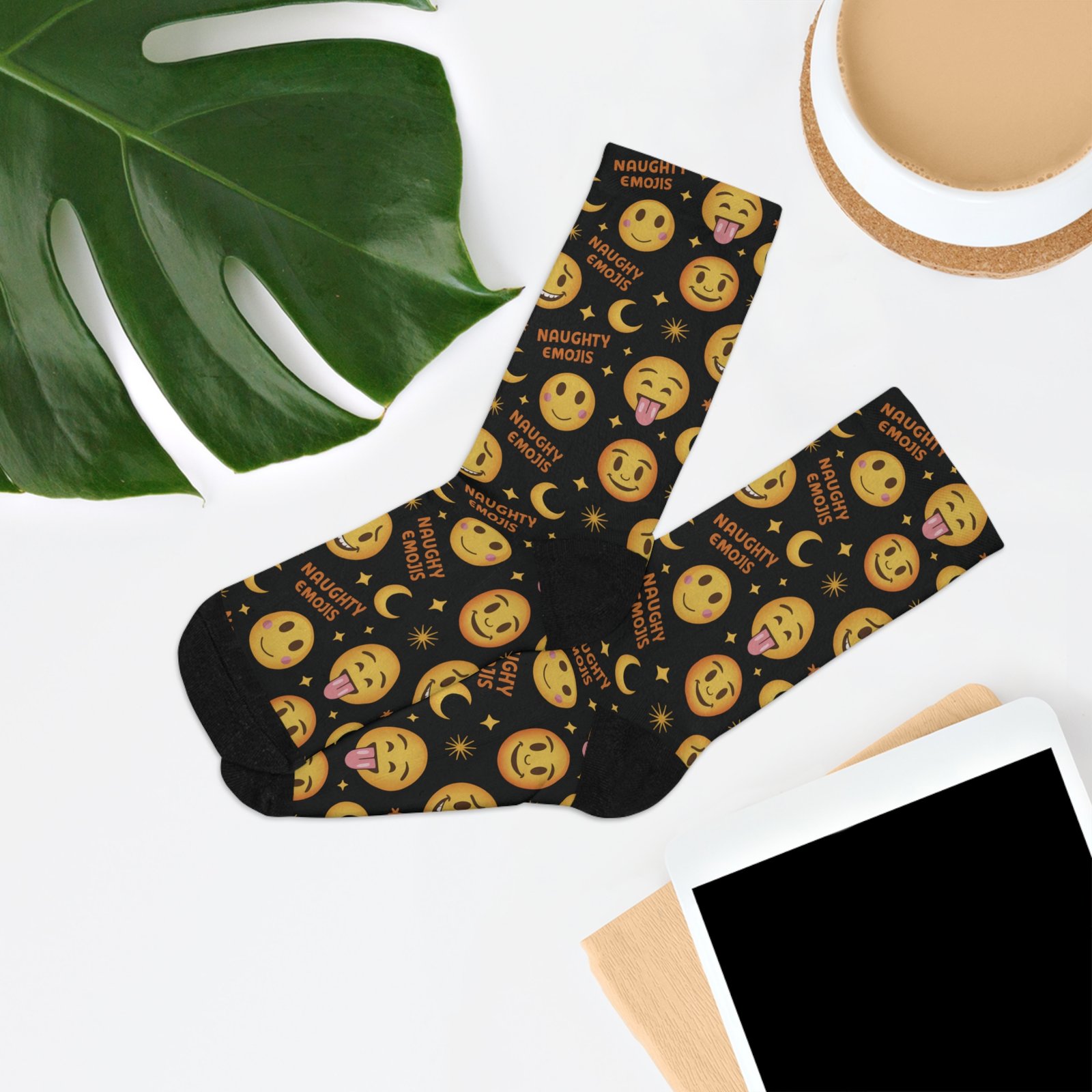 Naughty Emojis Pattern Recycled Poly Socks - Biker Eco-Friendly Gift for Motorcycle Lovers - Image 6
