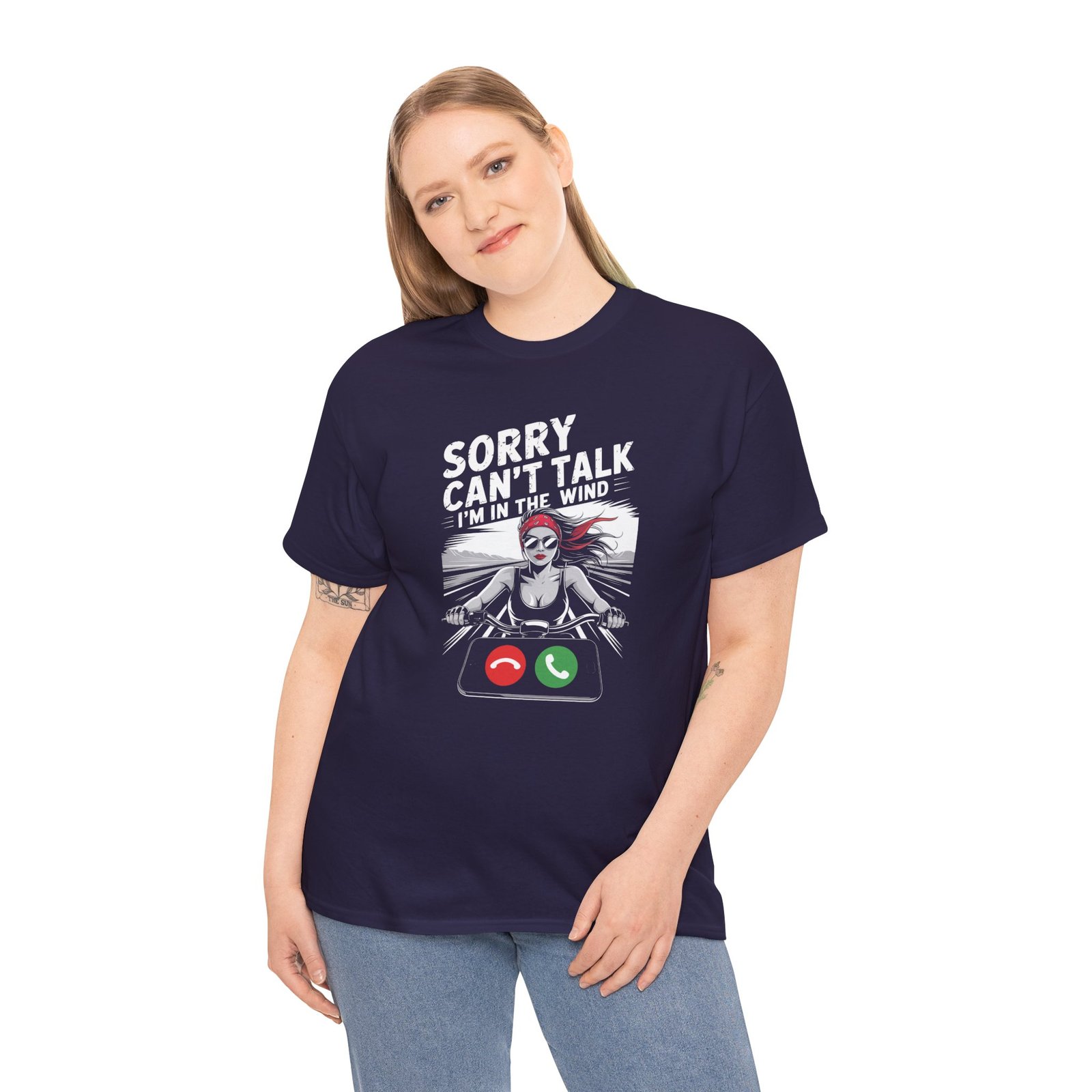 Motorcycle T-Shirt - Sorry Can't Talk I'm in the Wind - Female Biker Excuse - Unisex Tee - Image 9