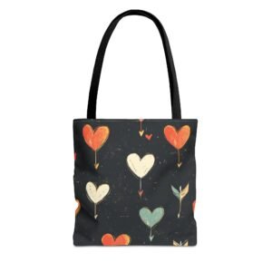 Tote Bag - Biker Life - Hearts and Arrows Pattern - Hand Drawn Art Style