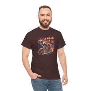 Motorcycle T-Shirt - Firecracker Rider - Skeleton Riding 4th of July - Summer - Unisex Tee