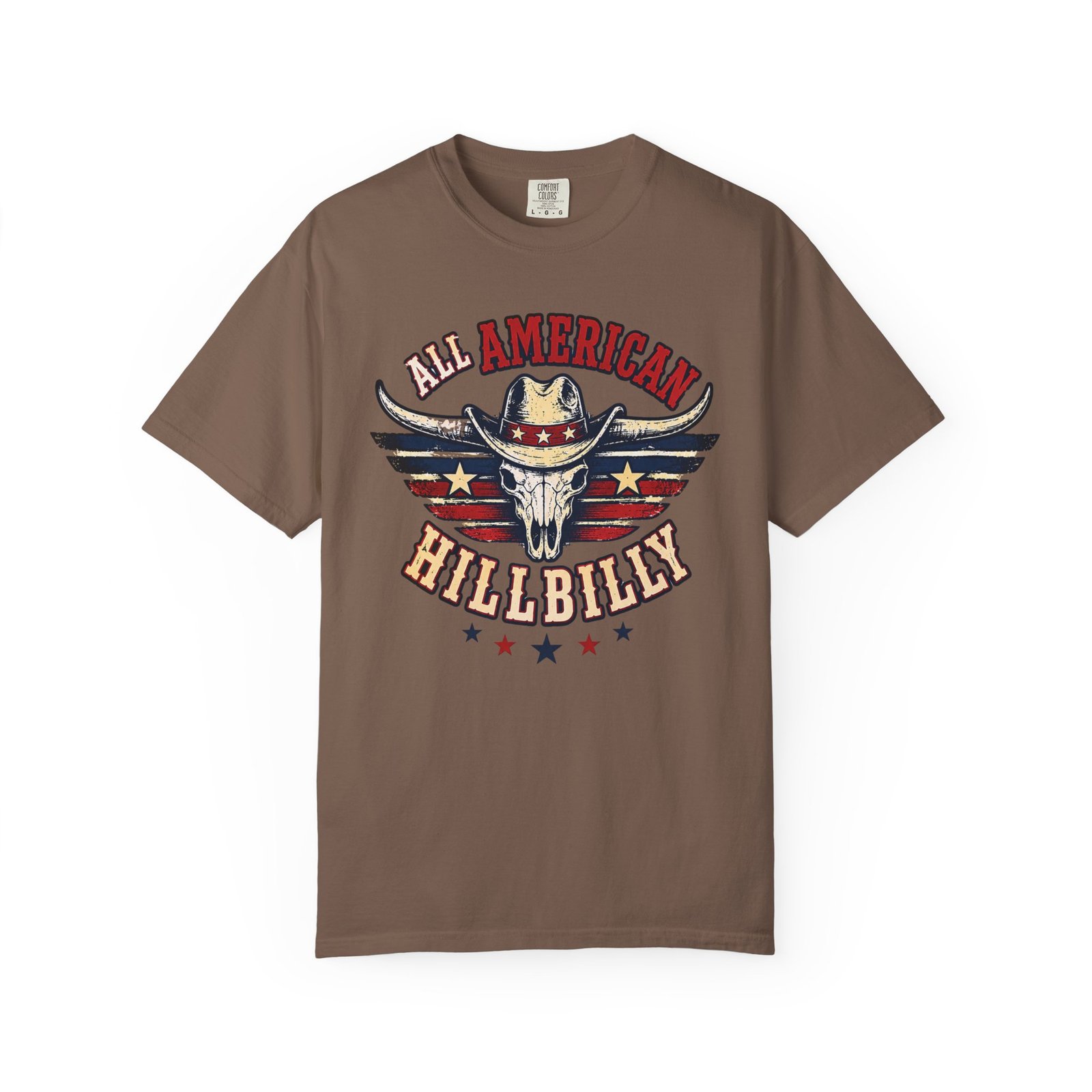Garment-Dyed T-shirt - Comfort Colors 1717 - All American Hillbilly - Longhorn Steer Skull - Image 24