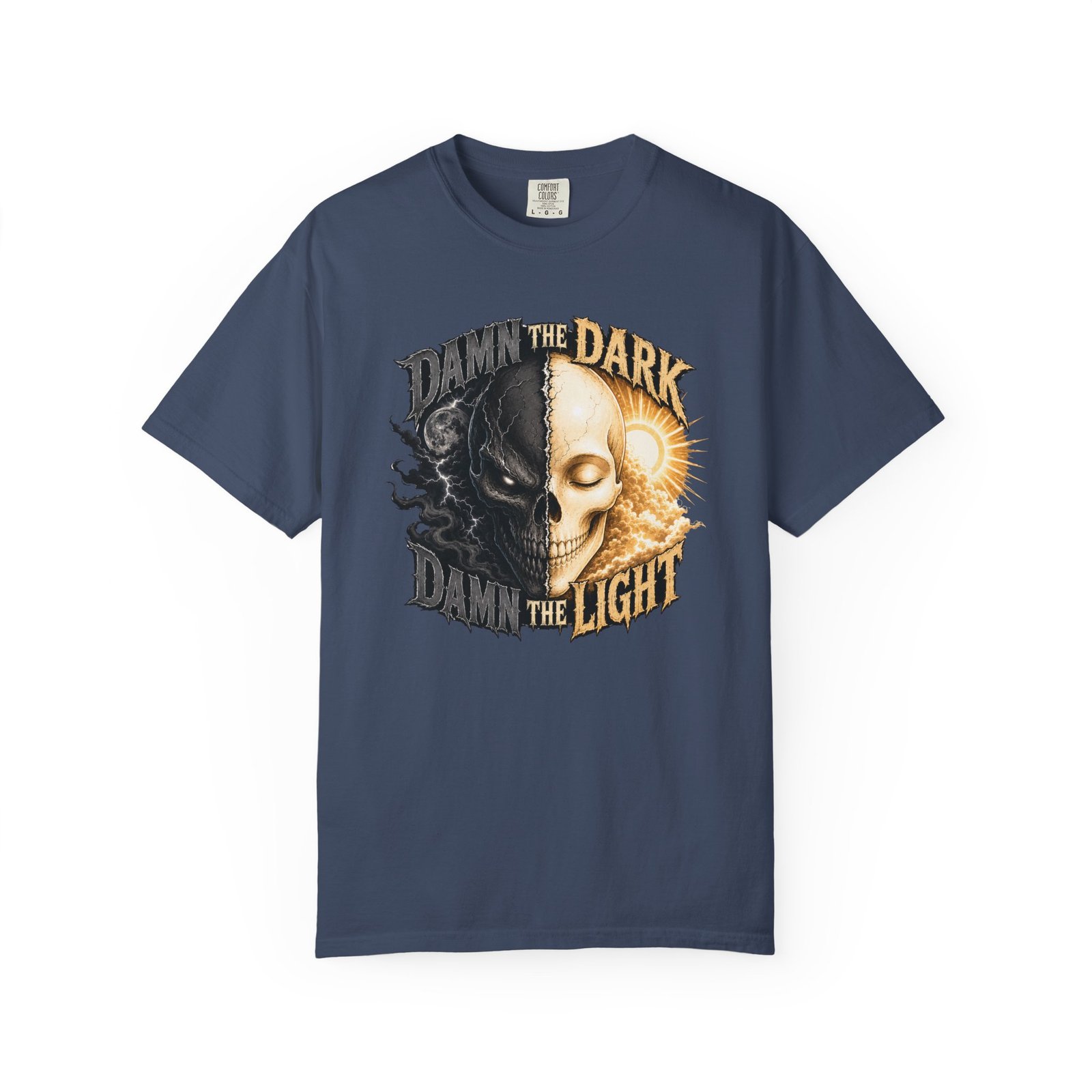 Garment Dyed T-shirt - Comfort Colors 1717 - Damn the Dark, Damn the Light - Skull - Image 4