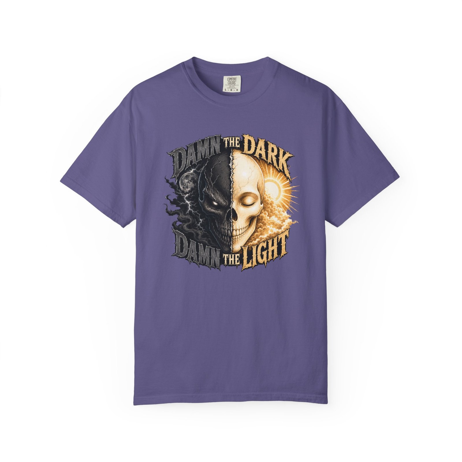 Garment Dyed T-shirt - Comfort Colors 1717 - Damn the Dark, Damn the Light - Skull - Image 14