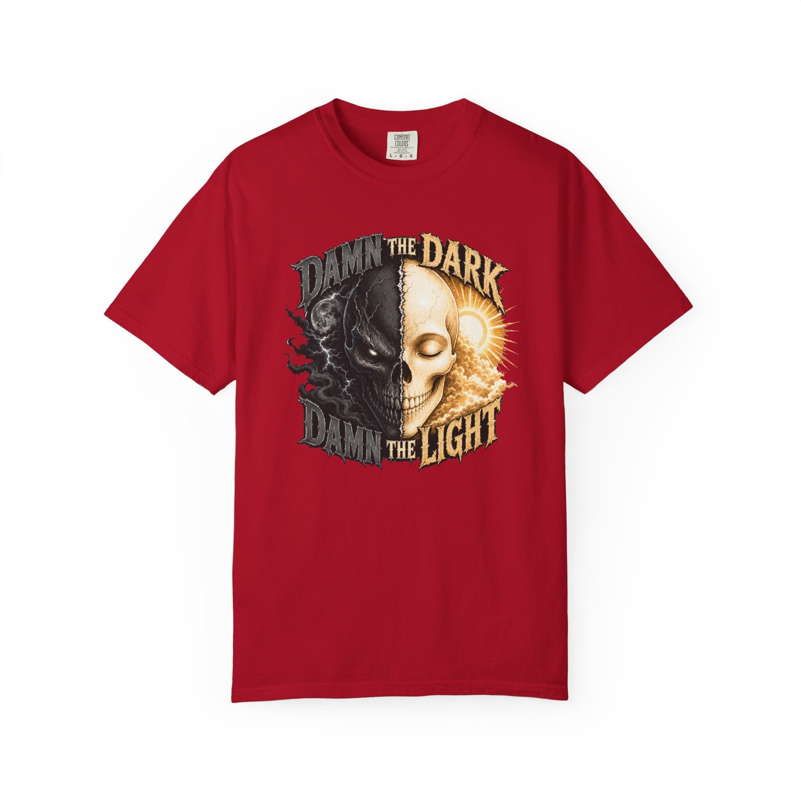 Garment Dyed T-shirt - Comfort Colors 1717 - Damn the Dark, Damn the Light - Skull - Image 12