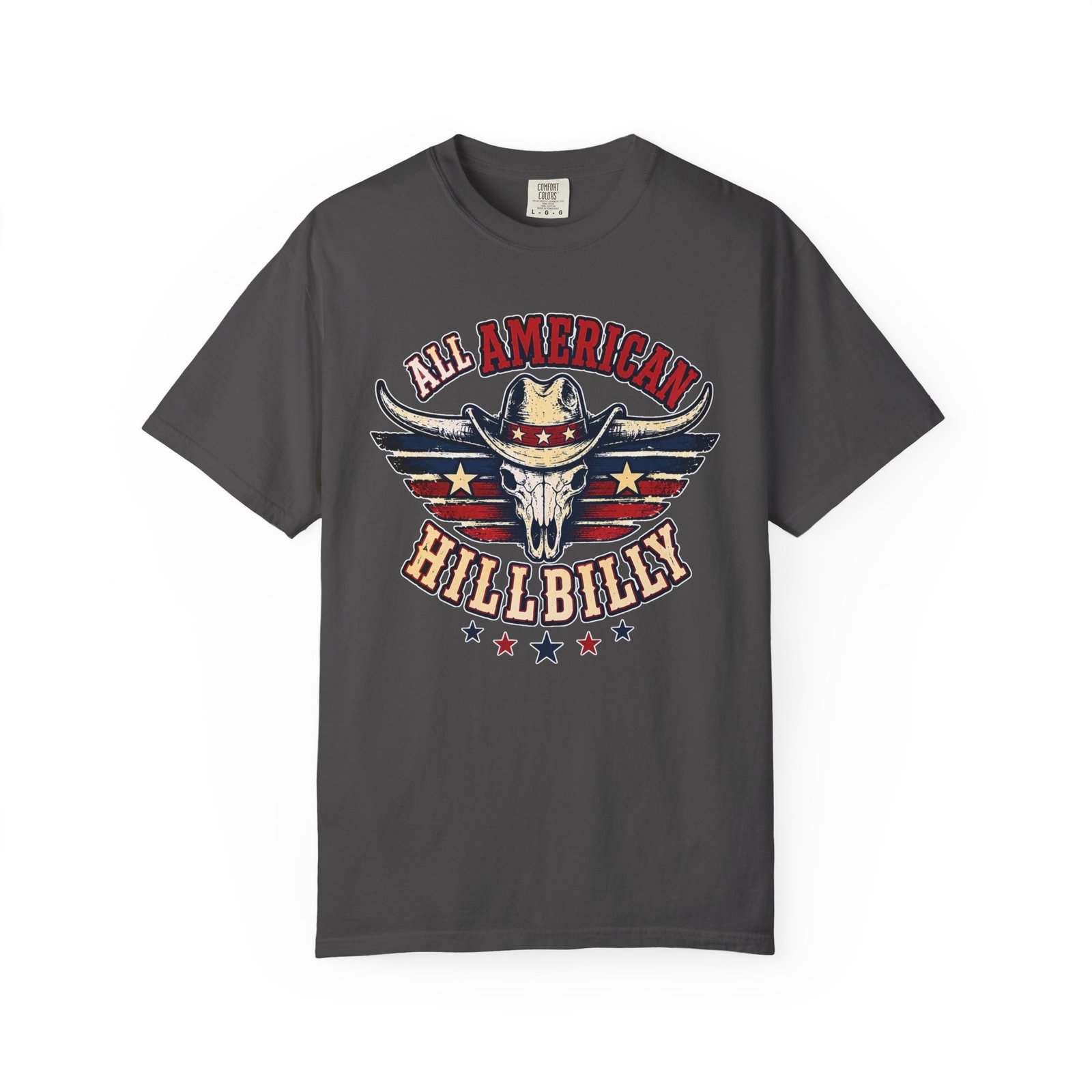 Garment-Dyed T-shirt - Comfort Colors 1717 - All American Hillbilly - Longhorn Steer Skull - Image 14