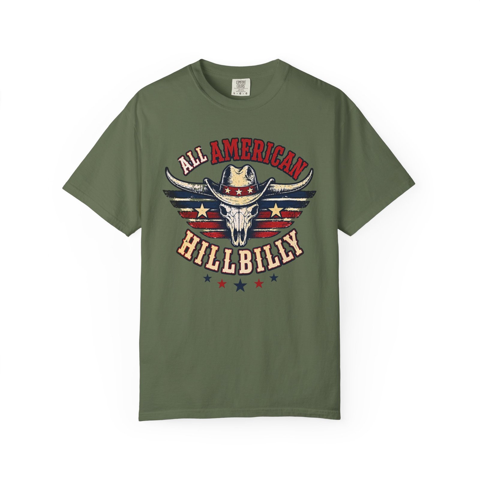 Garment-Dyed T-shirt - Comfort Colors 1717 - All American Hillbilly - Longhorn Steer Skull - Image 19