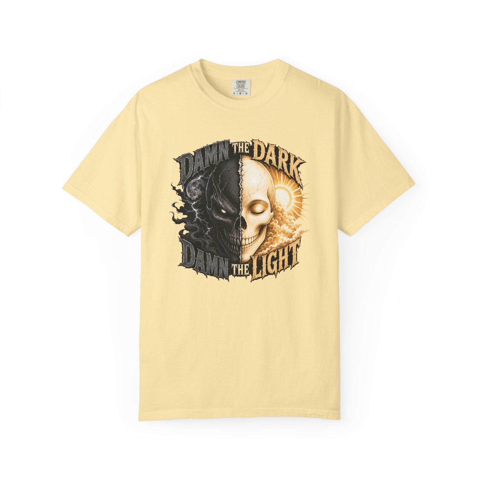 Garment Dyed T-shirt - Comfort Colors 1717 - Damn the Dark, Damn the Light - Skull - Image 10