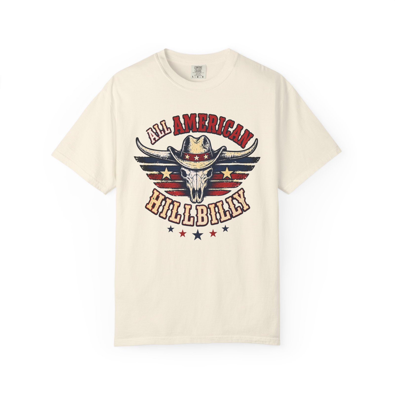 Garment-Dyed T-shirt - Comfort Colors 1717 - All American Hillbilly - Longhorn Steer Skull - Image 13