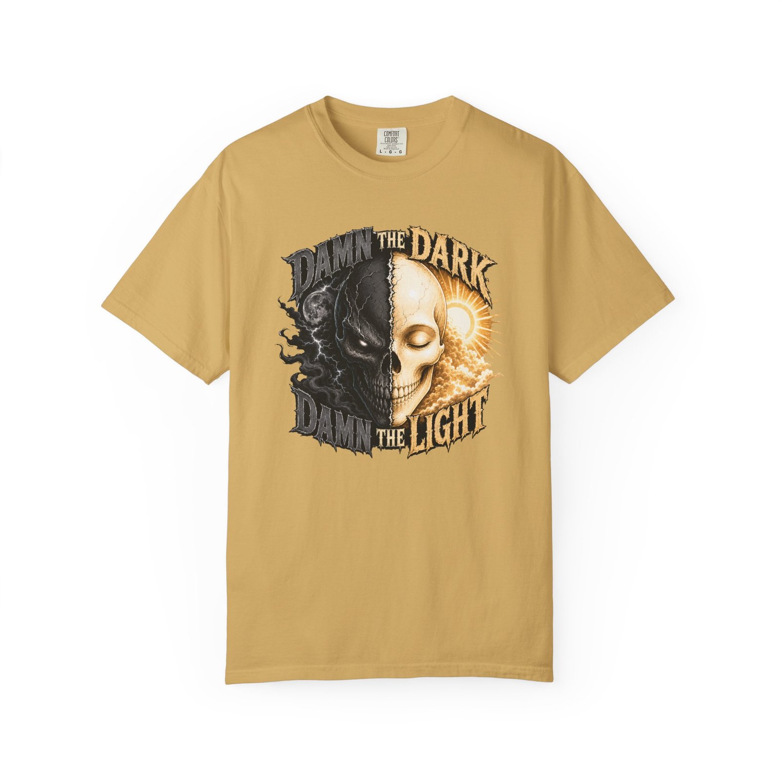 Garment Dyed T-shirt - Comfort Colors 1717 - Damn the Dark, Damn the Light - Skull - Image 9