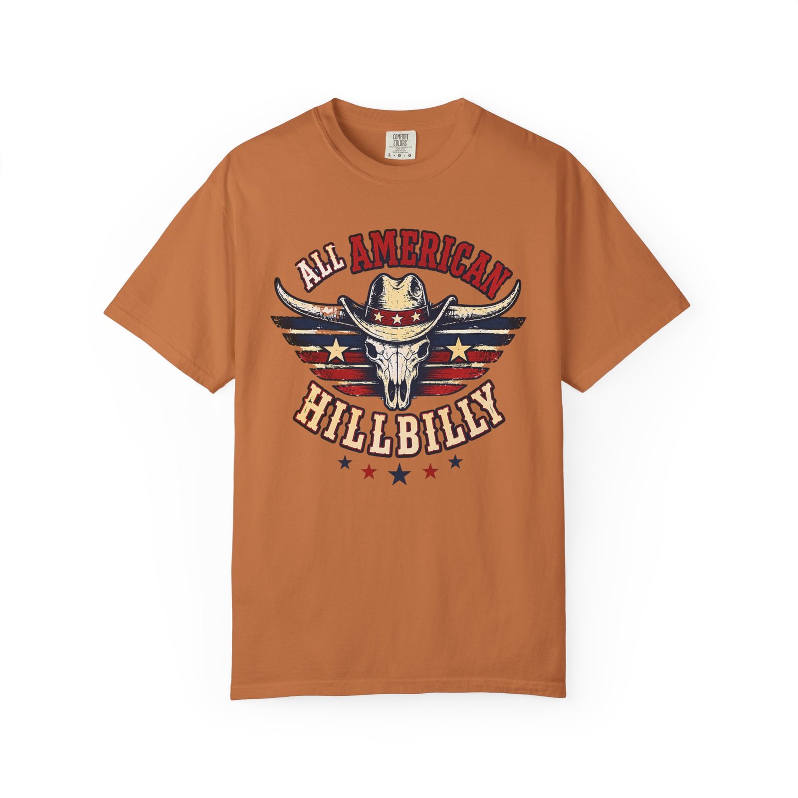 Garment-Dyed T-shirt - Comfort Colors 1717 - All American Hillbilly - Longhorn Steer Skull - Image 20