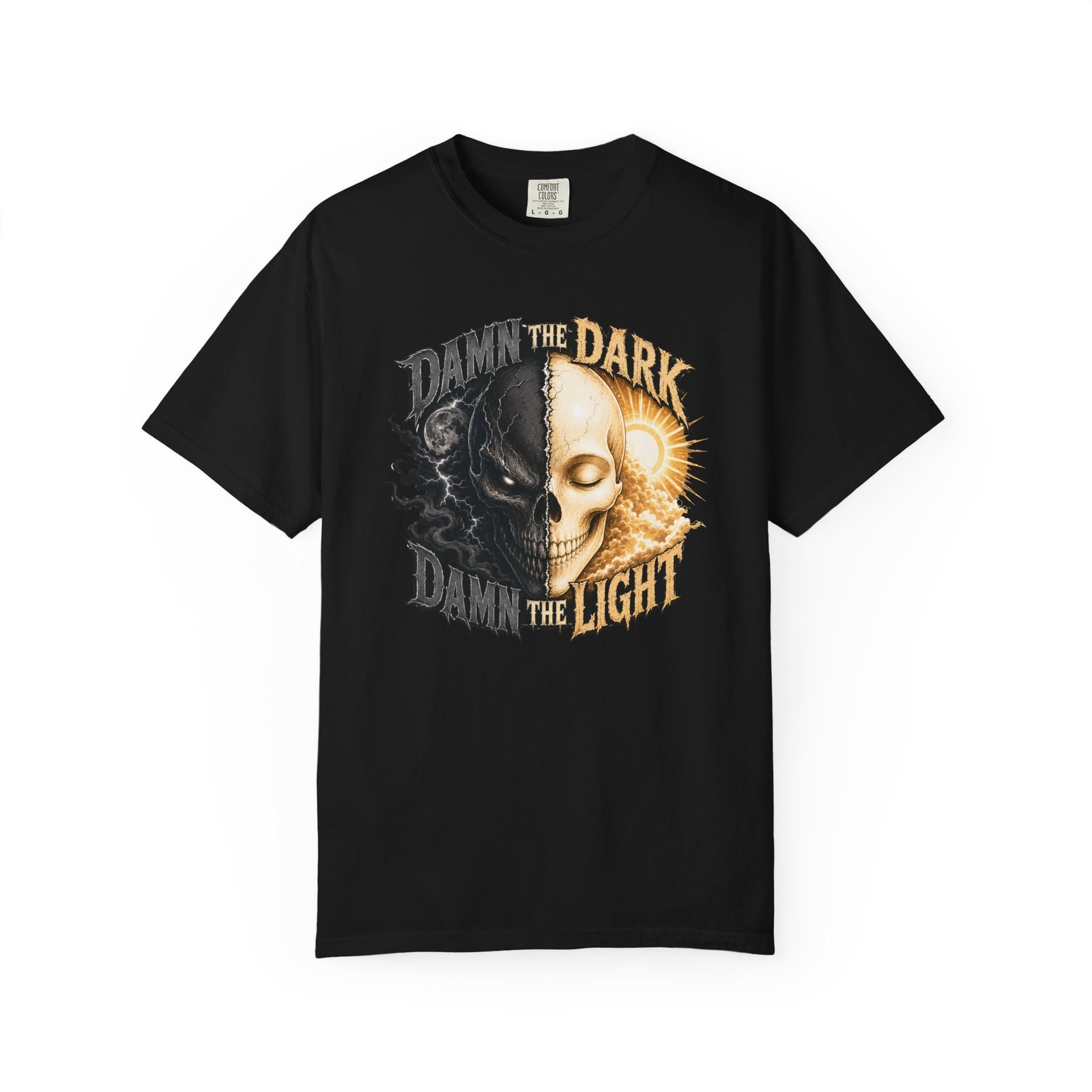Garment Dyed T-shirt - Comfort Colors 1717 - Damn the Dark, Damn the Light - Skull - Image 5