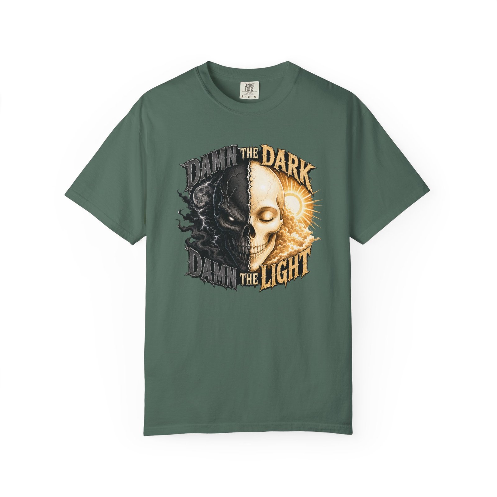 Garment Dyed T-shirt - Comfort Colors 1717 - Damn the Dark, Damn the Light - Skull - Image 13